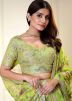 Green Floral Print Lehenga Choli In Organza
