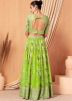 Green Floral Print Lehenga Choli In Organza