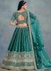 Green Embroidered Lehenga Choli In Art Silk