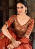 Orange Embroidered Lehenga Choli In Art Silk