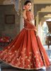 Orange Embroidered Lehenga Choli In Art Silk
