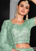 Pastel Green Net Lehenga Choli In Sequins Work