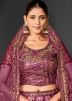 Wine Embellished Lehenga Choli In Net