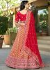 Red Zari Woven Viscose Lehenga Choli Set