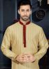 Readymade Beige Art Silk Kurta Churidar Set