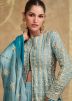 Shaded Blue Embroidered Georgette Kurti Style Lehenga