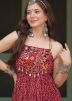 Red Readymade Navratri Style Gown In Georgette