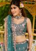 Teal Blue Embroidered Lehenga Choli In Satin