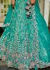 Sea Green Embroidered Tissue Lehenga Choli Set