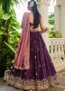 Purple Embroidered Tissue Lehenga Choli Set