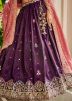 Purple Embroidered Tissue Lehenga Choli Set