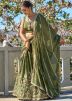 Green Embroidered Chiffon Lehenga Choli
