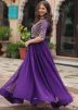 Purple Readymade Embroidered Georgette Gown