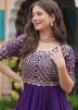 Purple Readymade Embroidered Georgette Gown
