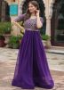 Purple Readymade Embroidered Georgette Gown