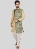 Cream Embroidered Indo Western Sherwani