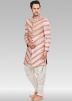 Pink Brocade Indo Western Sherwani With Dhoti 