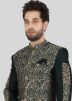 Green Woven Indo Western Sherwani With Dhoti