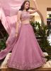 Pink Emrboidered Lehenga Choli In Organza