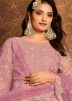 Pink Net Embroidered Anarkali Suit With Dupatta