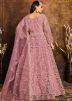 Pink Net Embroidered Anarkali Suit With Dupatta