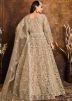 Beige Embroidered Net Anarkali Salwar Kameez