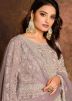 Rose Pink Net Embroidered Anarkali Suit With Dupatta