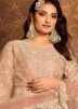 Peach Embroidered Net Anarkali Salwar Kameez