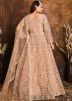 Peach Embroidered Net Anarkali Salwar Kameez