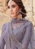 Purple Embroidered Pakistani Palazzo Suit