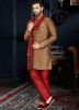 Readymade Brown Art Silk Sherwani