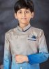 Blue Shaded Kids Sherwani In Art Silk
