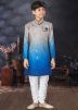 Blue Shaded Kids Sherwani In Art Silk