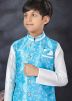 White Plain Dupion Silk Kids Sherwani In Nehru Jacket