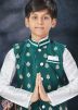 White Plain Nehru Jacket Kids Sherwani In Dupion Silk