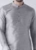 Grey Readymade Dupion Silk Kurta