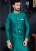 Readymade Teal Green Art Silk Sherwani