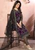 Purple Net Embroidered Straight Cut Pant Salwar Suit