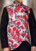 Cream Floral Printed Asymmetric Nehru Jacket