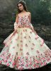 Cream Floral Embroidered Off Shoulder Lehenga Choli