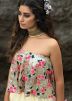 Cream Floral Embroidered Off Shoulder Lehenga Choli