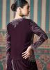Readyamde Wine Embroidered Jacket Style Gown