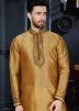 Readymade Golden Art Silk Kurta Churidar Set