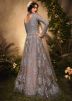Grey Embroidered Floor Length Anarkali In Net