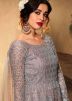 Grey Embroidered Floor Length Anarkali In Net