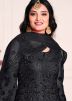 Black Embroidered Net Anarkali Suit With Dupatta