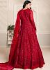 Red Embroidered Net Bridal Anarkali Suit