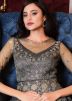 Grey Embroidered Net Anarkali Style Suit