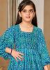 Blue Printed Kids Readymade Gown