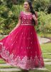 Pink Embroidered Gown In Georgette